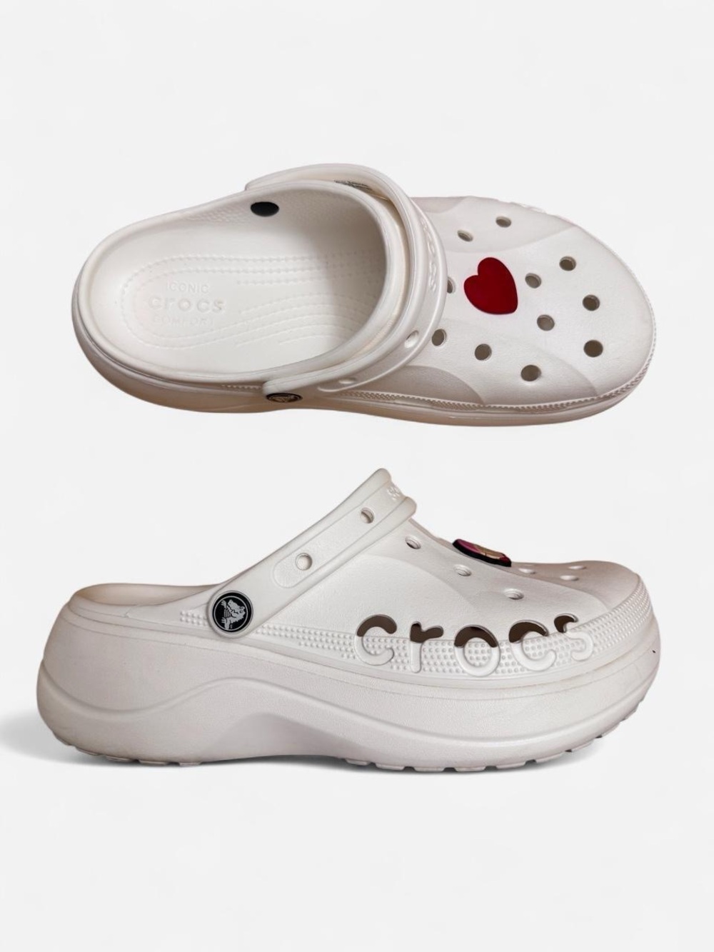 White Platform Crocs Size 10